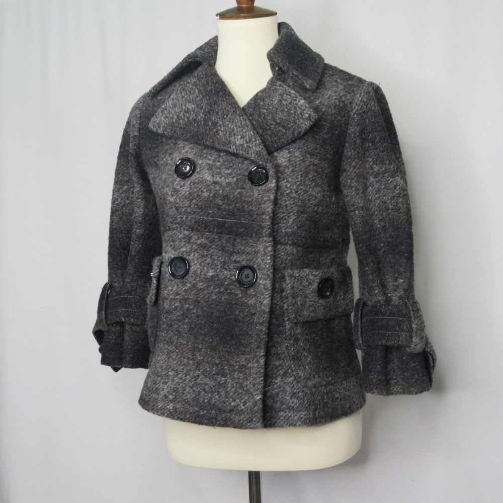 Michael Kors Womens Double Breasted Jacket Size XS Black Gray Knit Casual Career - Picture 2 of 6